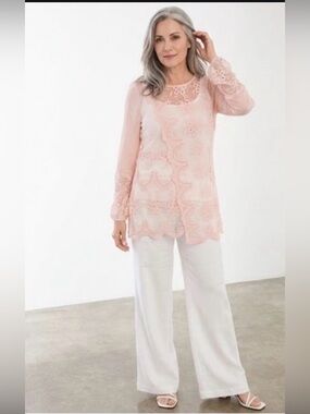 Chicos Blush Pink Lace Blouse with
